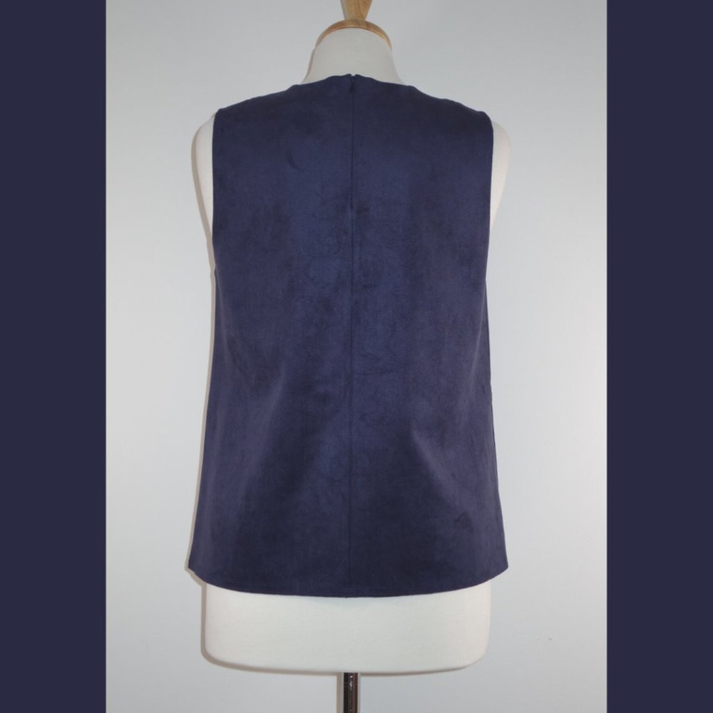 Aritzia Babaton Navy Suede Top - Size M - Picture 5 of 11
